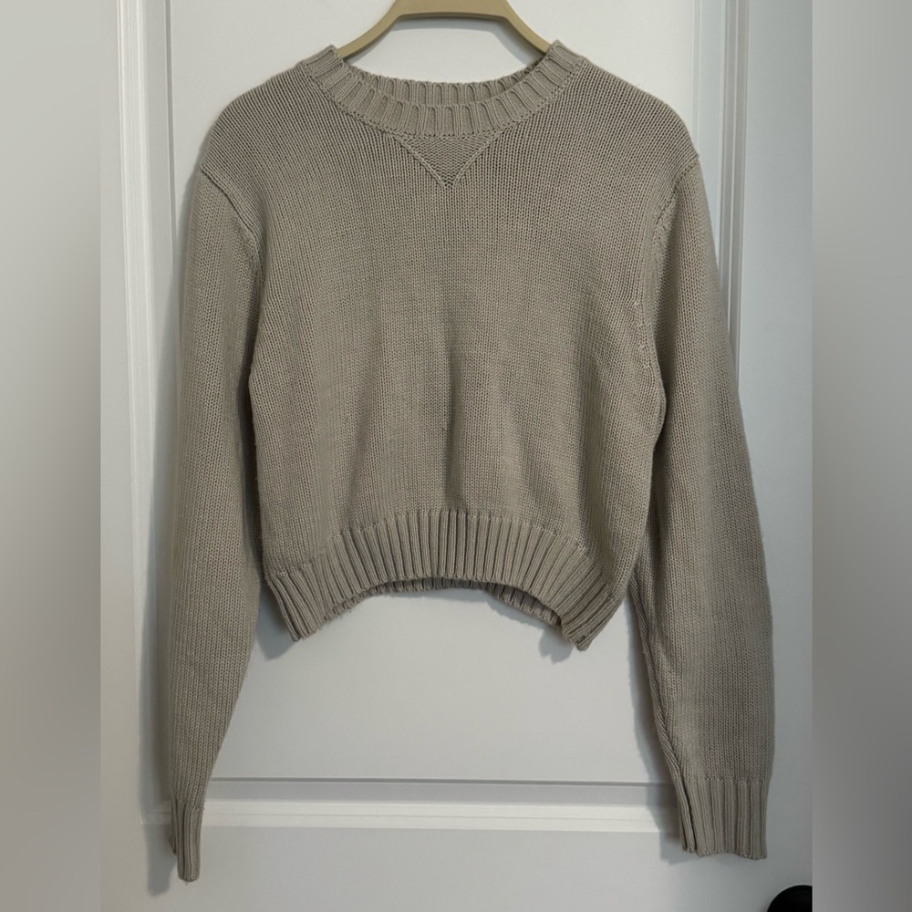 Women's Light Grey Crop Sweater - Picture 2 of 16